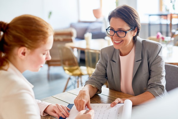 Business owner meeting with a colleague